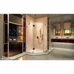 Prism Lux 40 in. x 74 3/4 in. Fully Frameless Neo-Angle Shower Enclosure in Oil Rubbed Bronze with Biscuit Base