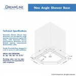 Prism 36 in. x 74 3/4 in. Frameless Neo-Angle Pivot Shower Enclosure in Chrome with White Base Kit