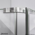 Prism 40 in. x 74 3/4 in. Frameless Neo-Angle Pivot Shower Enclosure in Chrome with White Base Kit