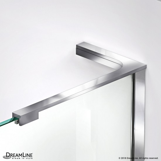 Prism Plus 38 in. x 74 3/4 in. Frameless Neo-Angle Shower Enclosure in Chrome with White Base