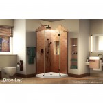 Prism Plus 38 in. x 74 3/4 in. Frameless Neo-Angle Shower Enclosure in Oil Rubbed Bronze with White Base