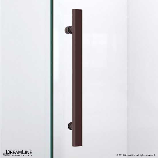 Prism Plus 38 in. x 74 3/4 in. Frameless Neo-Angle Shower Enclosure in Oil Rubbed Bronze with White Base