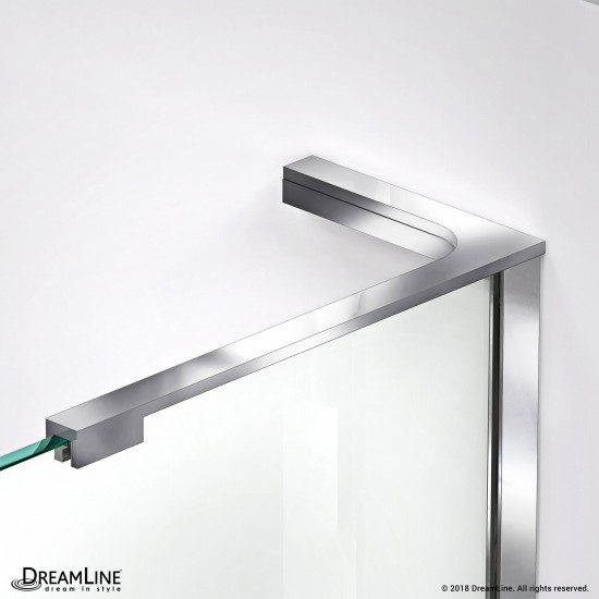 Prism Plus 42 in. x 74 3/4 in. Frameless Neo-Angle Shower Enclosure in Chrome with White Base