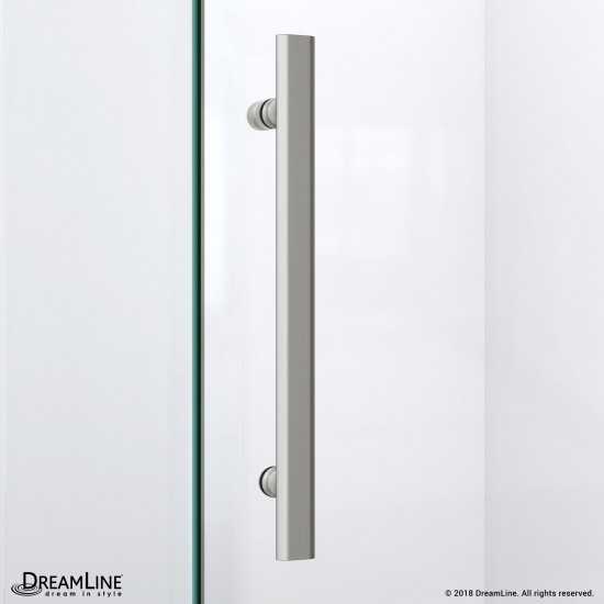 Prism Plus 38 in. x 74 3/4 in. Frameless Neo-Angle Shower Enclosure in Brushed Nickel with Biscuit Base