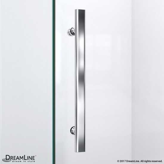 Prism Plus 40 in. x 74 3/4 in. Frameless Neo-Angle Shower Enclosure in Chrome with Biscuit Base