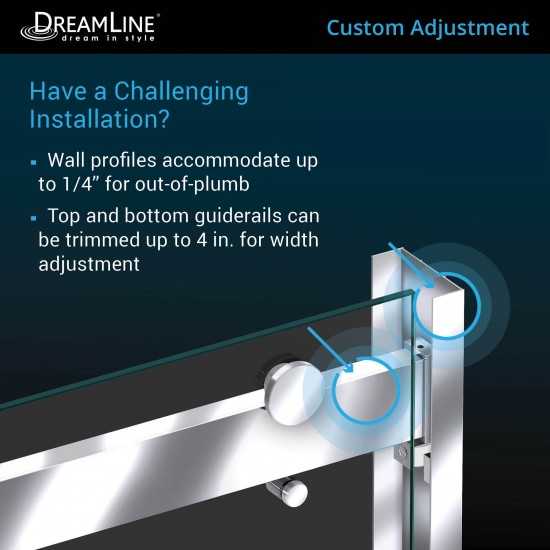 Essence-H 44-48 in. W x 76 in. H Semi-Frameless Bypass Shower Door in Chrome