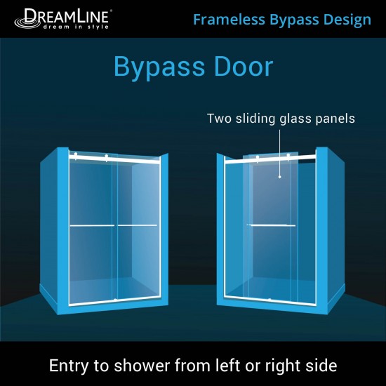Essence-H 44-48 in. W x 76 in. H Semi-Frameless Bypass Shower Door in Chrome