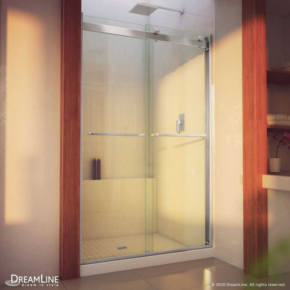 Essence-H 44-48 in. W x 76 in. H Semi-Frameless Bypass Shower Door in Brushed Nickel