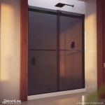 Essence-H 56-60 in. W x 76 in. H Semi-Frameless Bypass Shower Door in Satin Black and Gray Glass