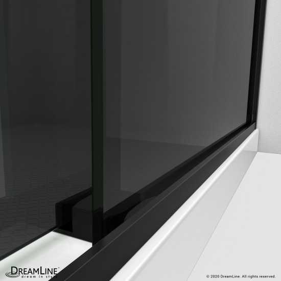 Essence-H 56-60 in. W x 76 in. H Semi-Frameless Bypass Shower Door in Satin Black and Gray Glass