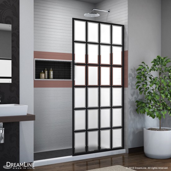 French Linea Rhone 34 in. W x 72 in. H Single Panel Frameless Shower Door, Open Entry Design in Satin Black