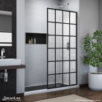 French Linea Toulon 34 in. W x 72 in. H Single Panel Frameless Shower Door, Open Entry Design in Satin Black