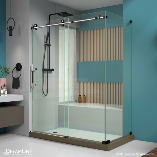 Enigma-XT 34 1/2 in. D x 60 3/8 in. W x 76 in. H Fully Frameless Sliding Shower Enclosure in Tuxedo Finish