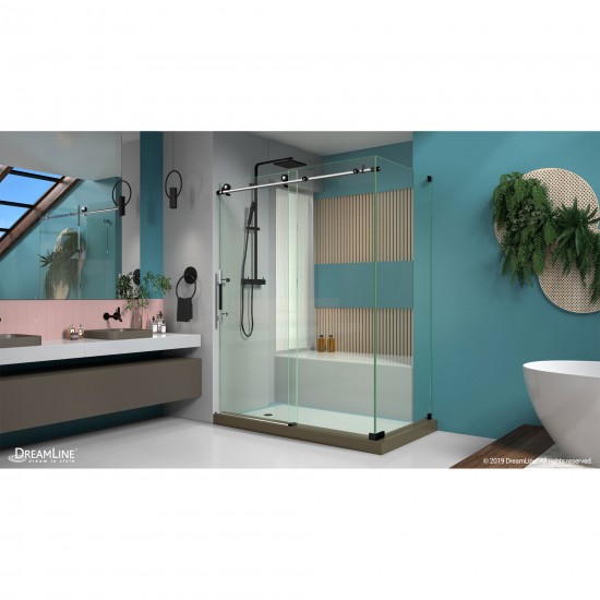 Enigma-XT 34 1/2 in. D x 60 3/8 in. W x 76 in. H Fully Frameless Sliding Shower Enclosure in Tuxedo Finish