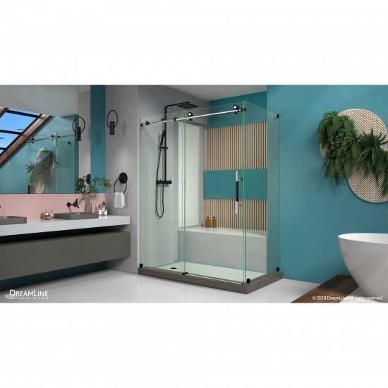 Enigma-XT 34 1/2 in. D x 60 3/8 in. W x 76 in. H Fully Frameless Sliding Shower Enclosure in Tuxedo Finish