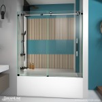 Enigma-XT 55-59 in. W x 62 in. H Fully Frameless Sliding Tub Door in Tuxedo Finish