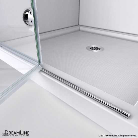 Aqua Fold 36 in. D x 36 in. W x 76 3/4 in. H Frameless Bi-Fold Shower Door in Chrome with White Base and Backwall Kit