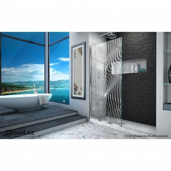 Platinum Linea Surf 34 in. W x 72 in. H Single Panel Frameless Shower Screen in Polished Stainless Steel