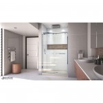 Encore 36 in. D x 48 in. W x 78 3/4 in. H Bypass Shower Door in Chrome with Center Drain Biscuit Base Kit