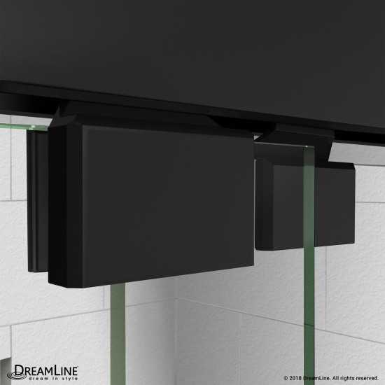 Encore 30 in. D x 60 in. W x 78 3/4 in. H Bypass Shower Door in Satin Black and Center Drain White Base Kit