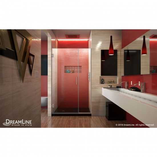 Unidoor Plus 38 1/2 - 39 in. W x 72 in. H Frameless Hinged Shower Door in Brushed Nickel