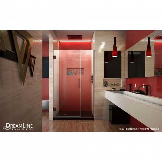 Unidoor Plus 40 1/2 - 41 in. W x 72 in. H Frameless Hinged Shower Door in Oil Rubbed Bronze