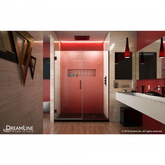 Unidoor Plus 54 1/2 - 55 in. W x 72 in. H Frameless Hinged Shower Door in Oil Rubbed Bronze