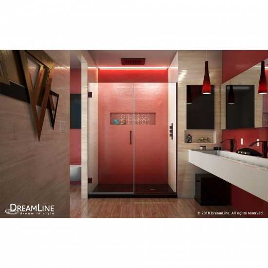 Unidoor Plus 55 1/2 - 56 in. W x 72 in. H Frameless Hinged Shower Door in Oil Rubbed Bronze