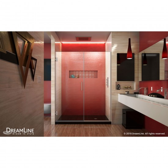 Unidoor Plus 58 1/2 - 59 in. W x 72 in. H Frameless Hinged Shower Door in Brushed Nickel