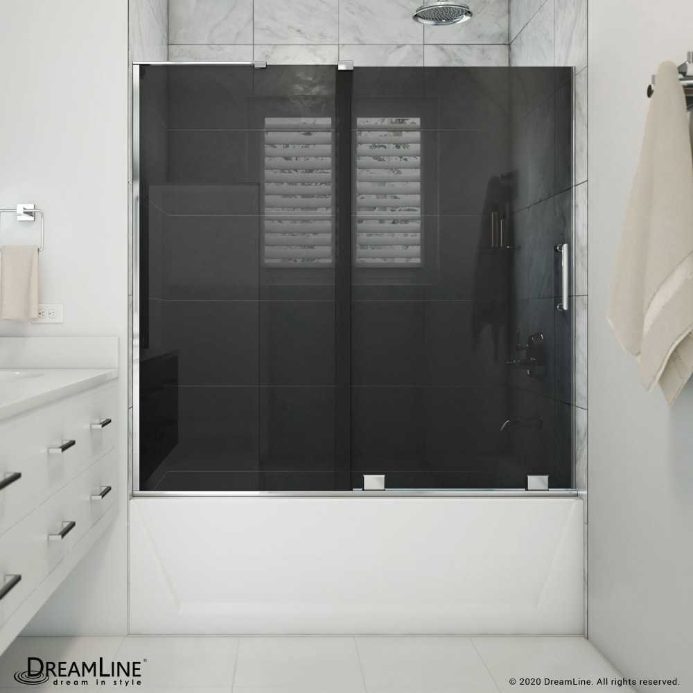 Mirage-X 56-60 in. W x 58 in. H Frameless Sliding Tub Door in Chrome Mirage-X 56-60 in. W x 58 in. H Frameless Sliding Tub Door in Chrome
