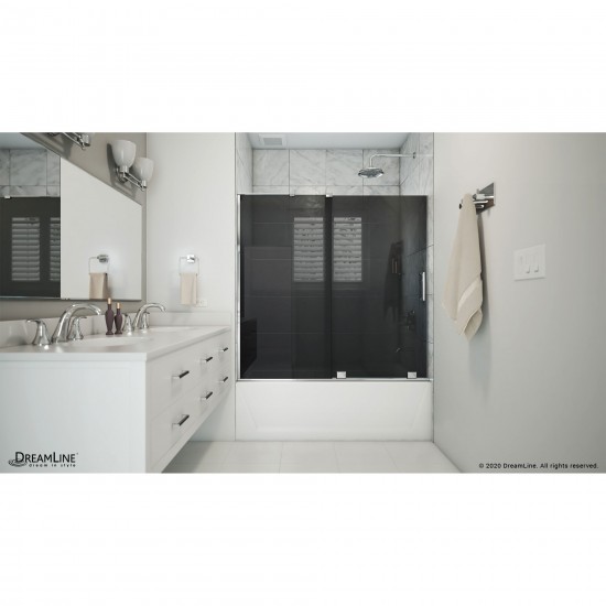 Mirage-X 56-60 in. W x 58 in. H Frameless Sliding Tub Door in Chrome