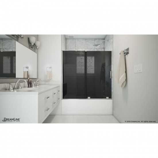 Mirage-X 56-60 in. W x 58 in. H Frameless Sliding Tub Door in Brushed Nickel