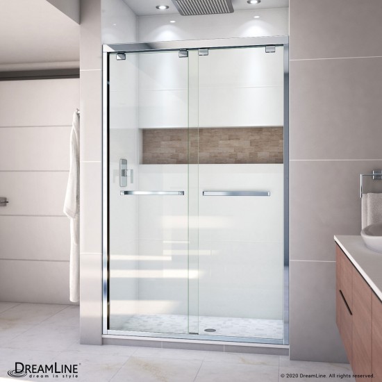 Encore 44-48 in. W x 76 in. H Semi-Frameless Bypass Shower Door in Chrome