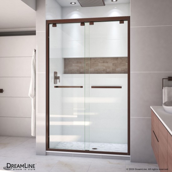 Encore 44-48 in. W x 76 in. H Semi-Frameless Bypass Shower Door in Oil Rubbed Bronze