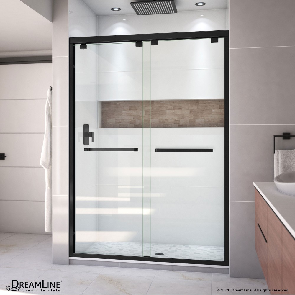 Encore 50-54 in. W x 76 in. H Semi-Frameless Bypass Shower Door in Satin Black