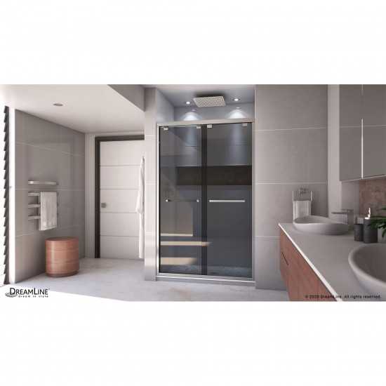 Encore 44-48 in. W x 76 in. H Semi-Frameless Bypass Sliding Shower Door in Brushed Nickel and Gray Glass