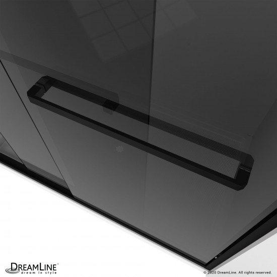 Encore 44-48 in. W x 76 in. H Semi-Frameless Bypass Sliding Shower Door in Satin Black and Gray Glass