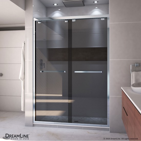 Encore 50-54 in. W x 76 in. H Semi-Frameless Bypass Sliding Shower Door in Chrome and Gray Glass