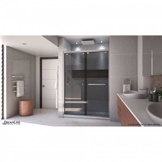 Encore 50-54 in. W x 76 in. H Semi-Frameless Bypass Sliding Shower Door in Brushed Nickel and Gray Glass