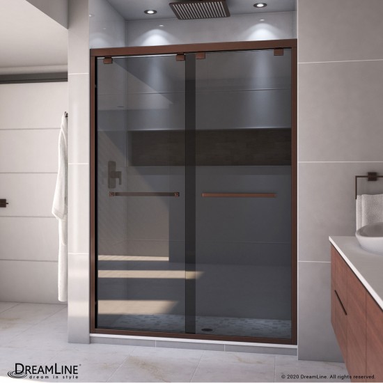 Encore 50-54 in. W x 76 in. H Semi-Frameless Bypass Sliding Shower Door in Oil Rubbed Bronze and Gray Glass