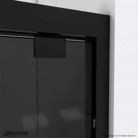 Encore 50-54 in. W x 76 in. H Semi-Frameless Bypass Sliding Shower Door in Satin Black and Gray Glass