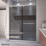 Encore 56-60 in. W x 76 in. H Semi-Frameless Bypass Sliding Shower Door in Brushed Nickel and Gray Glass