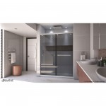 Encore 56-60 in. W x 76 in. H Semi-Frameless Bypass Sliding Shower Door in Brushed Nickel and Gray Glass