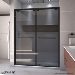 Encore 56-60 in. W x 76 in. H Semi-Frameless Bypass Sliding Shower Door in Satin Black and Gray Glass