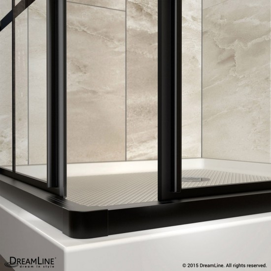 French Corner 34 1/2 in. D x 34 1/2 in. W x 72 in. H Framed Sliding Shower Enclosure in Satin Black
