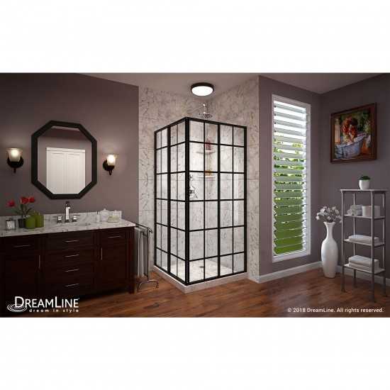 French Corner 34 1/2 in. D x 34 1/2 in. W x 72 in. H Framed Sliding Shower Enclosure in Satin Black