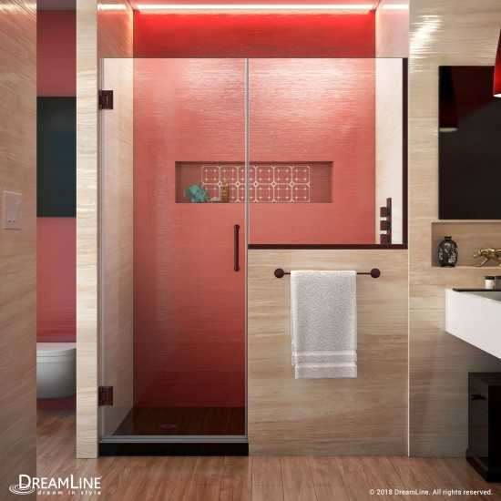 Unidoor Plus 65-65 1/2 in. W x 72 in. H Frameless Hinged Shower Door with 36 in. Half Panel in Oil Rubbed Bronze