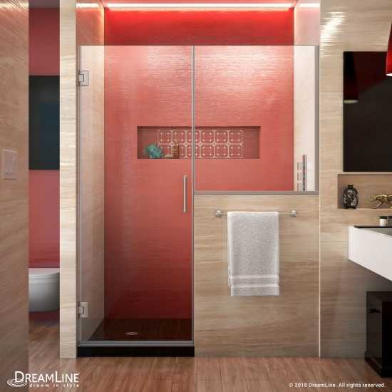 Unidoor Plus 66-66 1/2 in. W x 72 in. H Frameless Hinged Shower Door with 36 in. Half Panel in Brushed Nickel