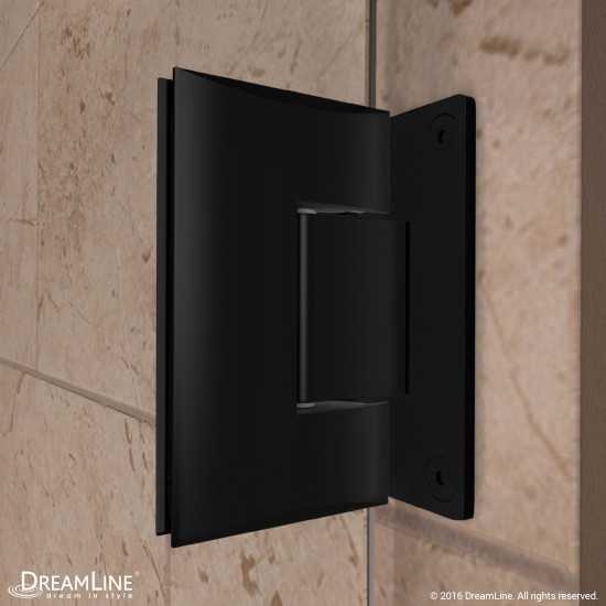 Unidoor Plus 63-63 1/2 in. W x 72 in. H Frameless Hinged Shower Door with 36 in. Half Panel in Satin Black