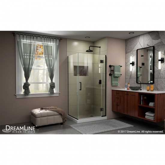 Unidoor-X 33 3/8 in. W x 34 in. D x 72 in. H Frameless Hinged Shower Enclosure in Satin Black